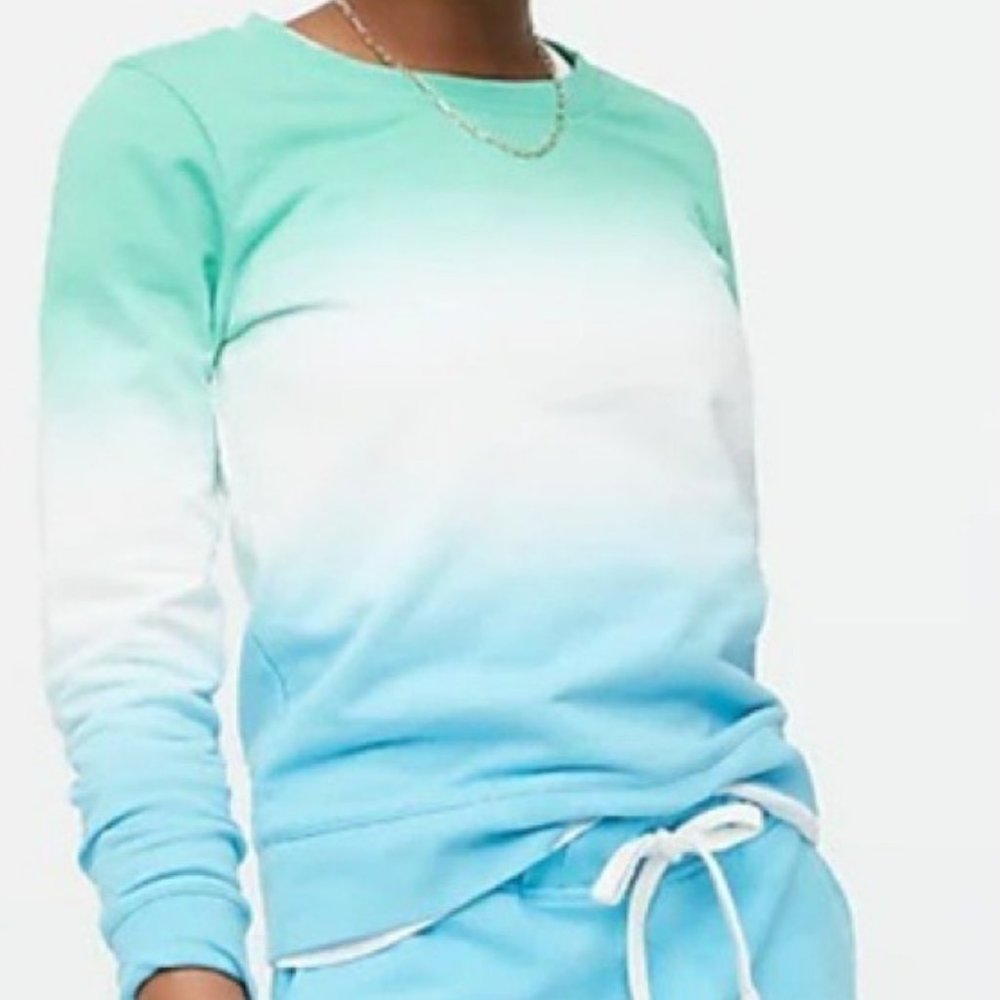 J. Crew Factory Dip-Dyed Ombré Crew Neck 100% Cotton Sweatshirt - S
